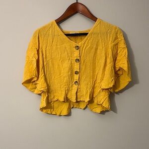 Golden Buttoned Crop Top